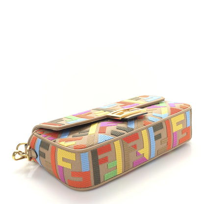 Fendi Canvas Vitello King FF Multicolor Embroidered Baguette Multicolor Cuoio 4 of 8