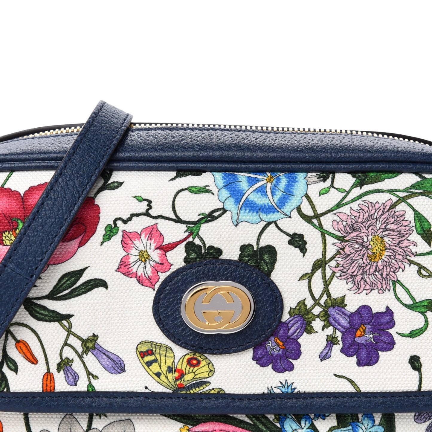 Canvas Flora Floral Shoulder Bag White Blue Agata Mulitcolor