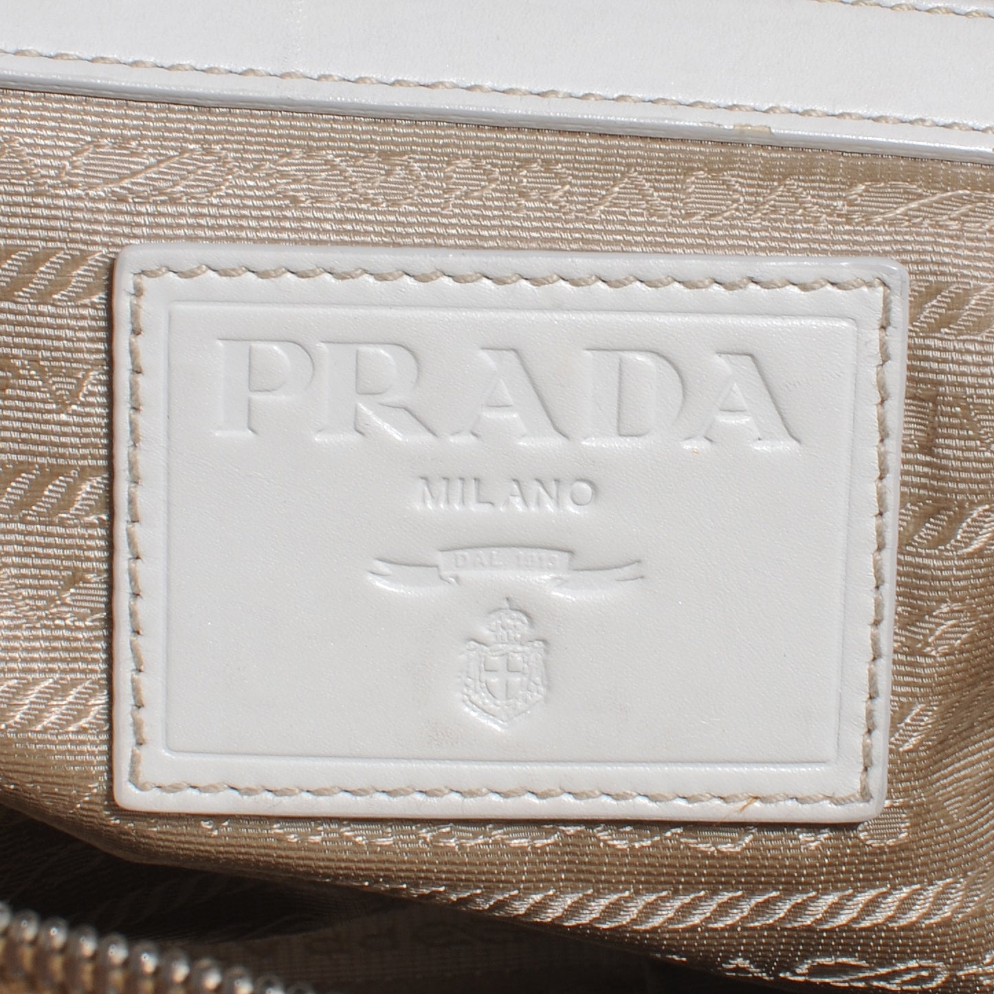 Prada Jacquard Logo Handbag Corda White 6 of 7