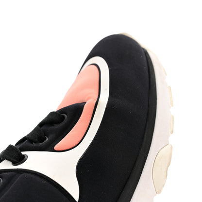 Chanel Lycra Fabric Womens CC Sneakers 38 Black White Pink 17 of 22