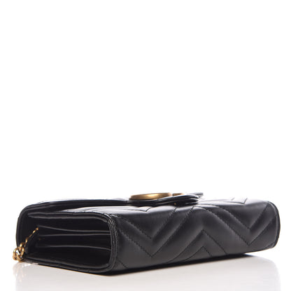 Gucci Calfskin Matelasse GG Marmont Chain Wallet Black 4 of 10