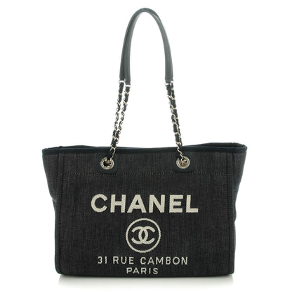 Chanel Canvas Small Deauville Tote Dark Blue 1 of 7