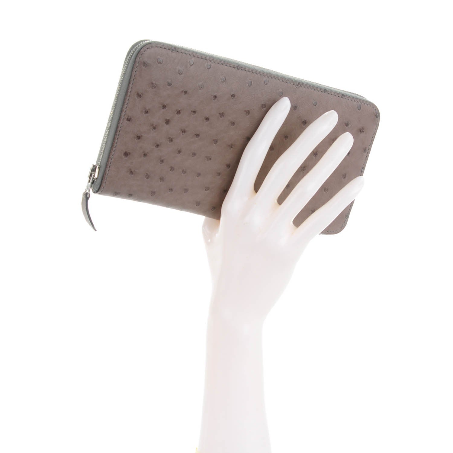 Hermes Ostrich Azap Wallet Gris Tourterelle 2 of 8