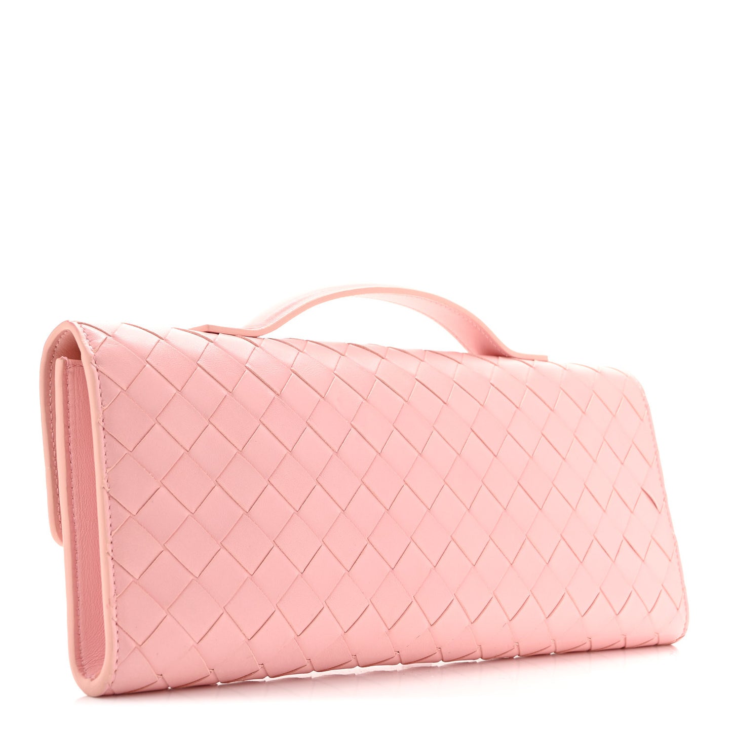 Nappa Intrecciato Long Andiamo Top Handle Clutch Rose