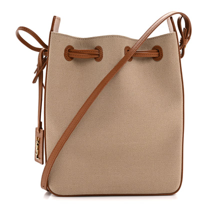 Saint Laurent Canvas Calfskin Small Bucket Bag Desert Dust Brick 1 of 12