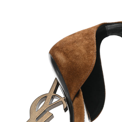 Saint Laurent Suede Calfskin Opyum 110 Sandals 36.5 Cachemere Gold 9 of 11