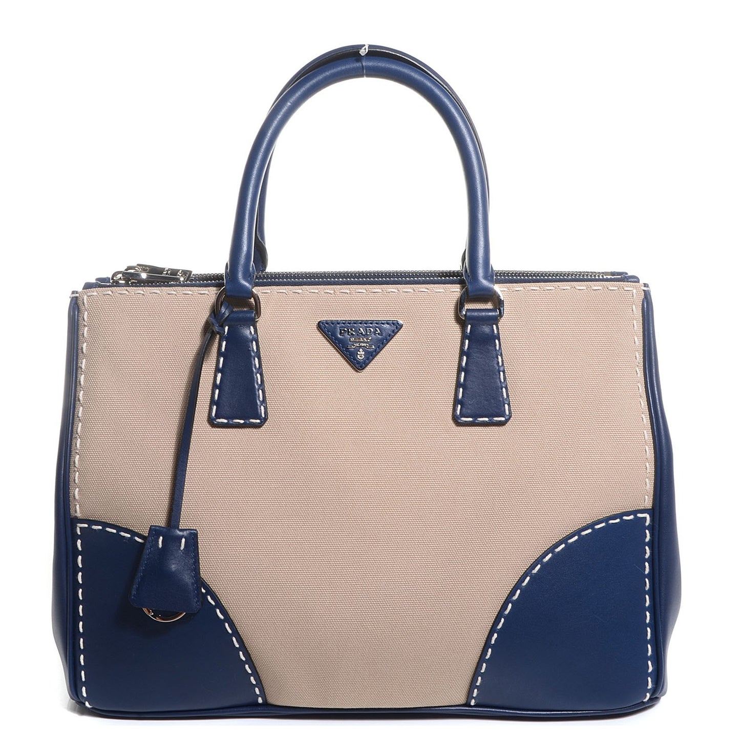 Canvas Calfskin Medium City Stitch Tote Corda Royal