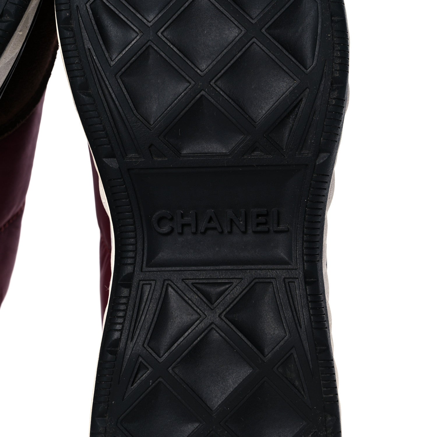 Chanel Nylon Suede Calfskin CC Sneakers 38 Burgundy 6 of 10