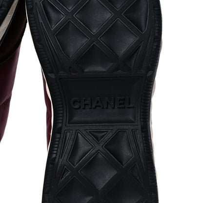 Chanel Nylon Suede Calfskin CC Sneakers 38 Burgundy 6 of 10
