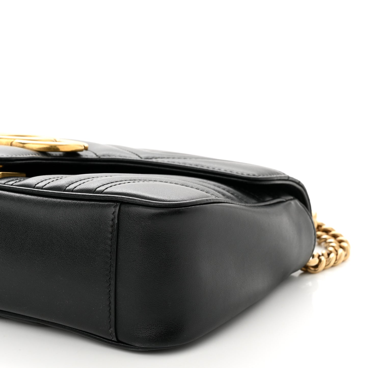 Calfskin Matelasse Small GG Marmont Shoulder Bag Black