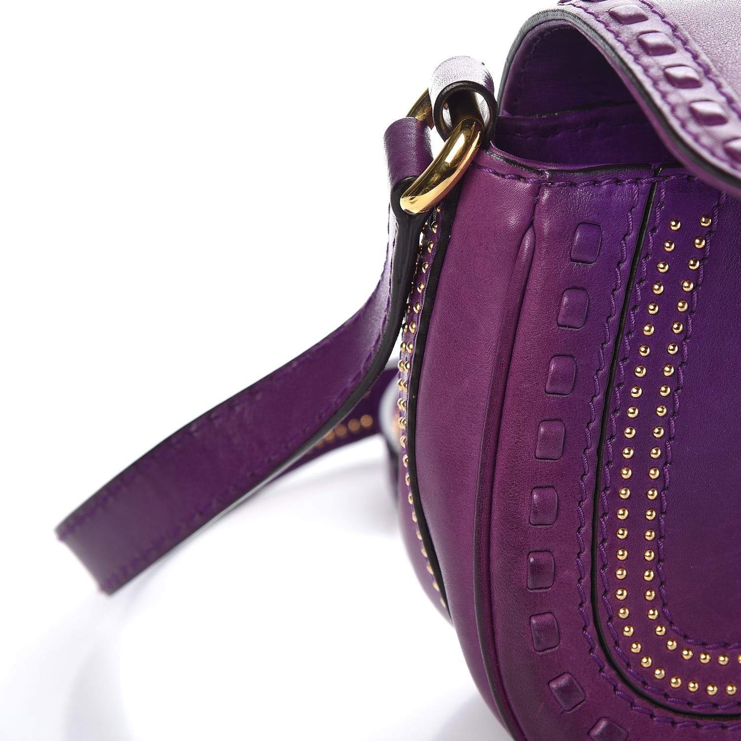 Gucci Calfskin Small Snaffle Bit Shoulder Bag Purple 10 of 14