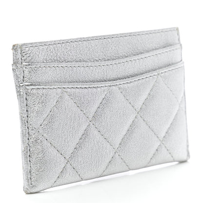 Chanel Metallic Lambskin Quilted Card Holder Silver 3 of 8