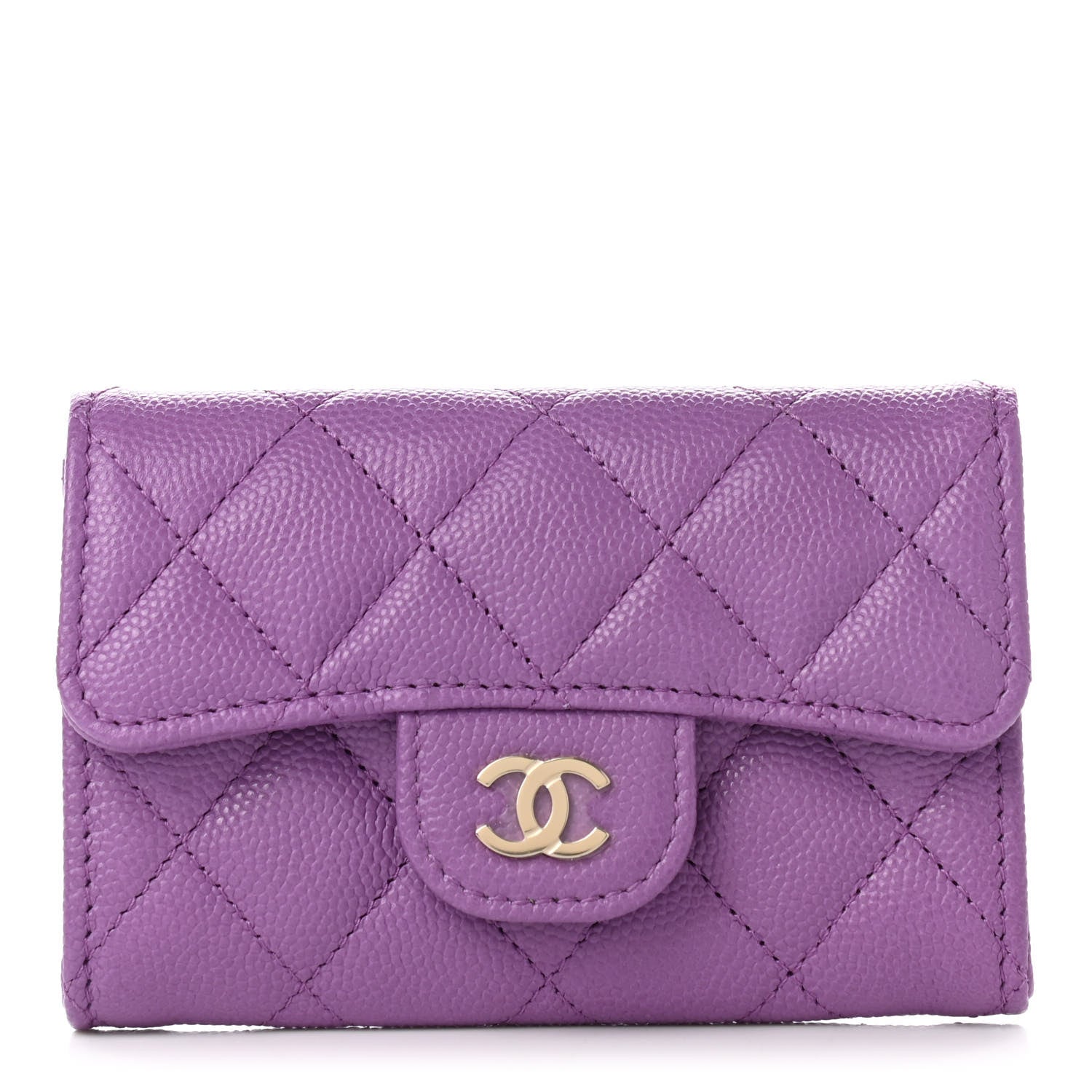 Chanel Caviar Quilted Flap Card Holder Wallet Purple 1 of 9