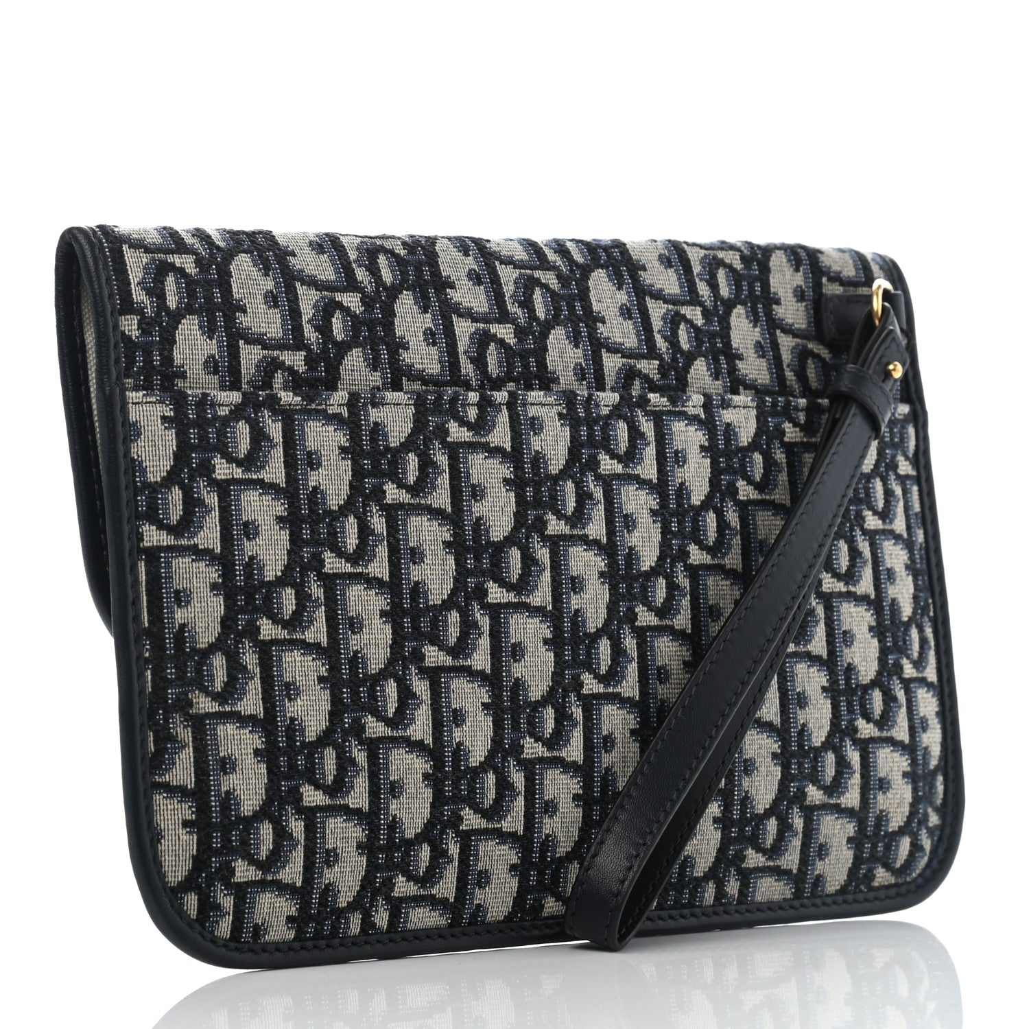 Christian Dior Oblique Flap Pouch Clutch Blue 3 of 7
