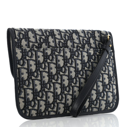 Christian Dior Oblique Flap Pouch Clutch Blue 3 of 7