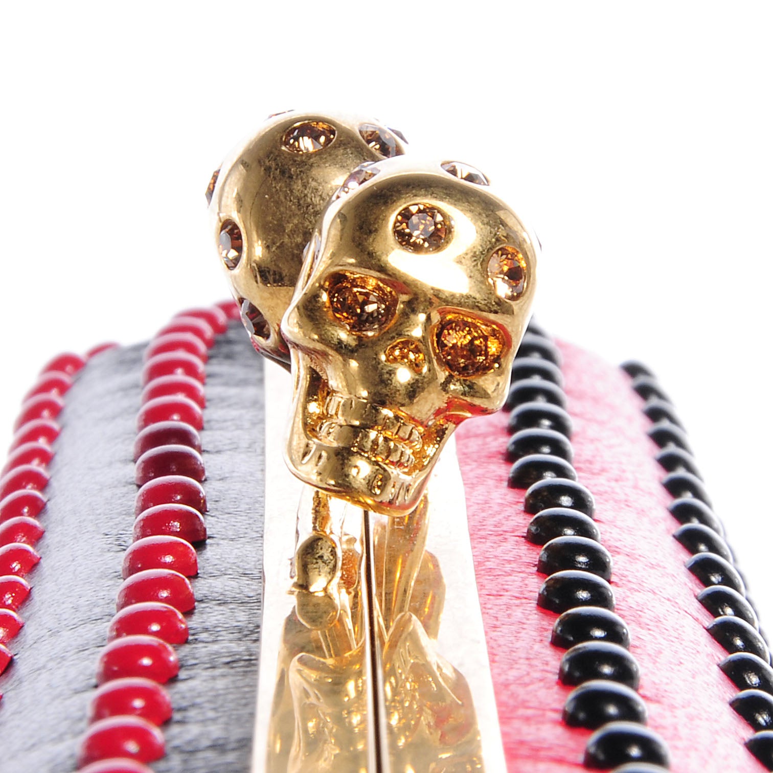 Alexander McQueen Nappa Bi-Color Twin Skull Box Clutch Black Red 11 of 13