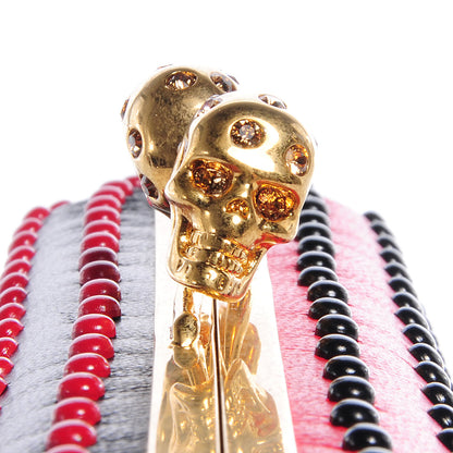 Alexander McQueen Nappa Bi-Color Twin Skull Box Clutch Black Red 11 of 13