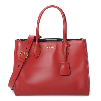 Prada City Calfskin Medium Colorblock Bibliothèque Tote Fuoco Black 1 of 10
