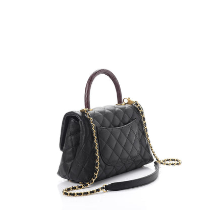 Chanel Caviar Lizard Quilted Mini Coco Handle Flap Black 3 of 9