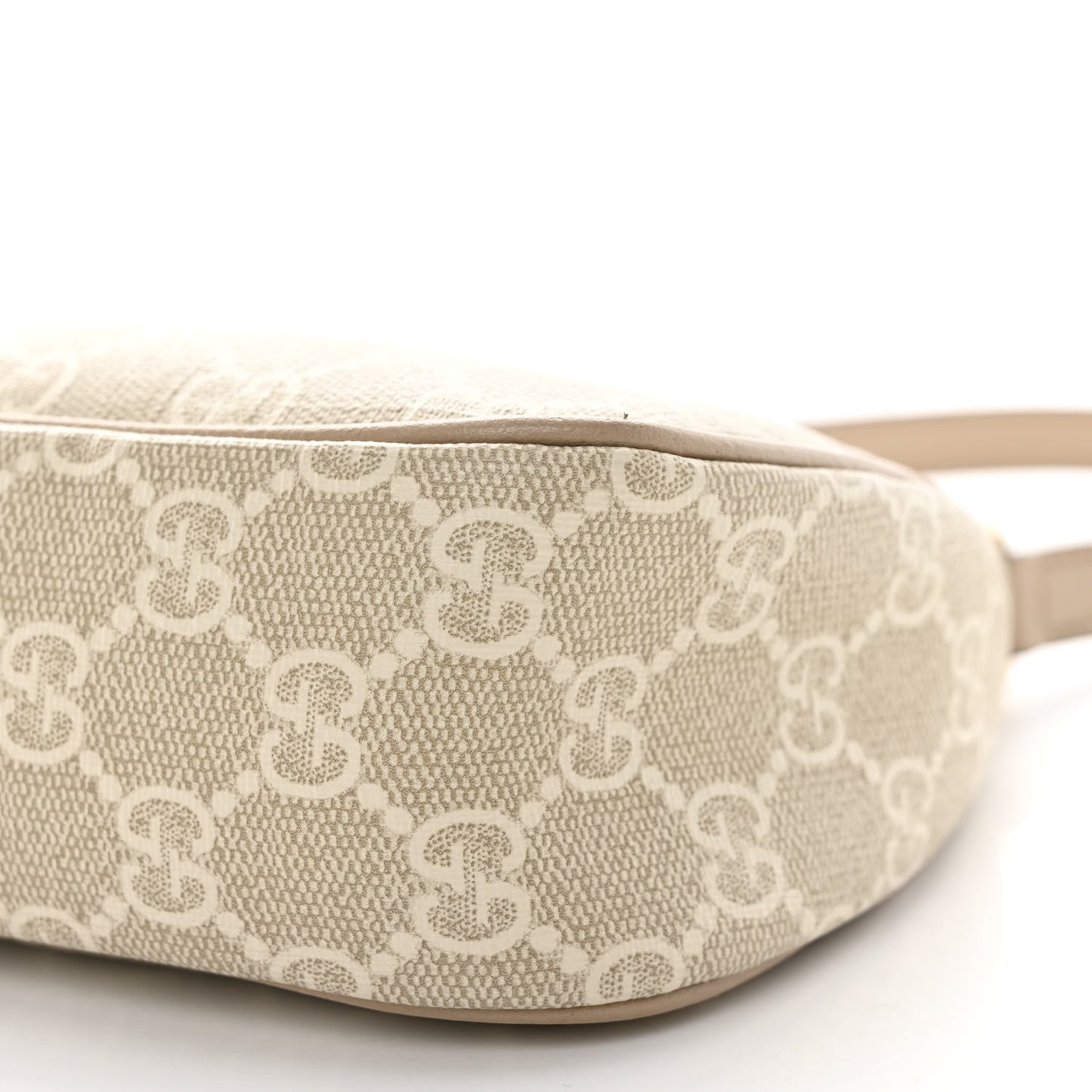 GG Supreme Monogram Textured Dollar Calfskin Small Ophidia Hobo Beige Mystic White Oatmeal