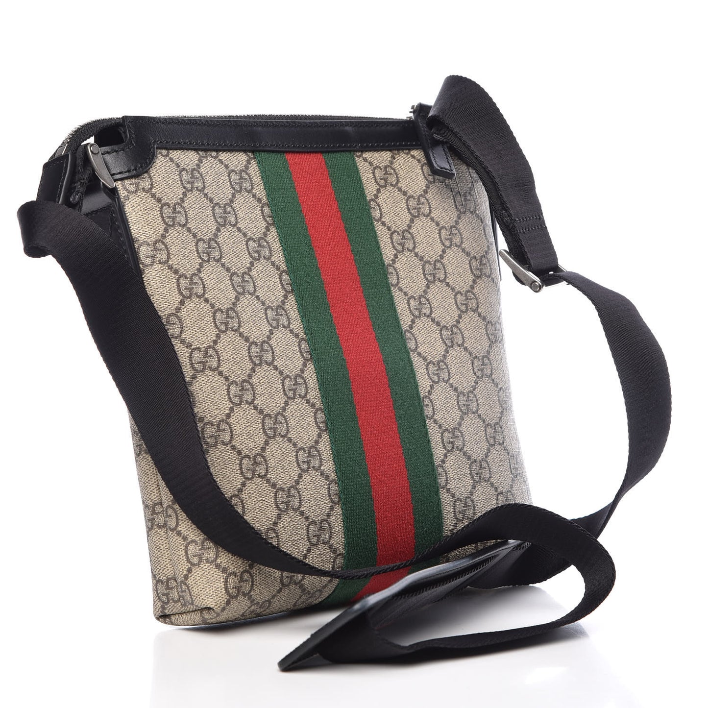 GG Supreme Monogram Web Messenger Bag Black