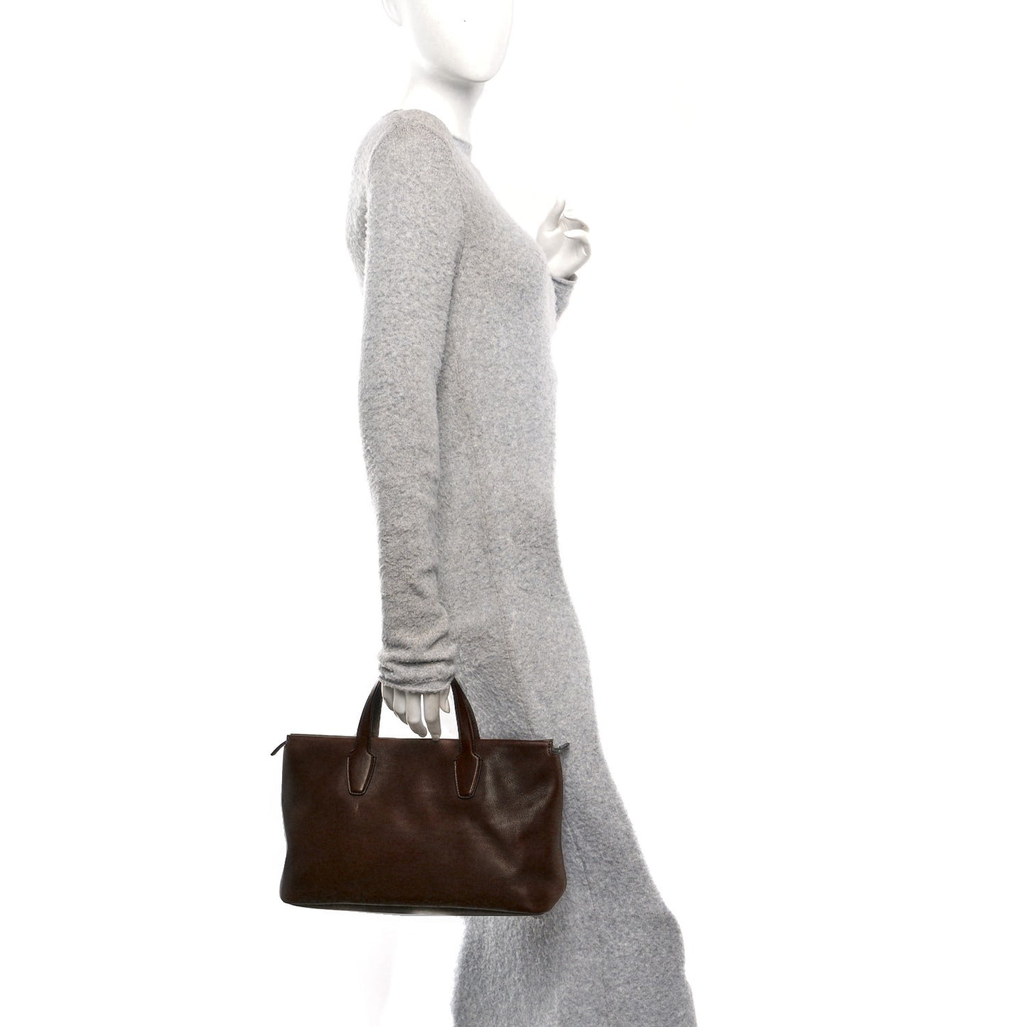 Calfskin Marcel Slouchy Top Handle Bag Deep Brown