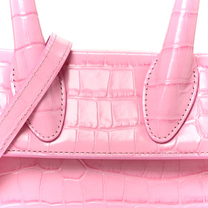Jacquemus Calfskin Crocodile Embossed Le Chiquito Moyen Pink 7 of 9