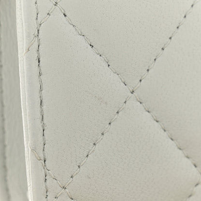 Chanel Lambskin Pearl Crush Quilted Flap Phone Holder With Chain Light Grey 14 of 16