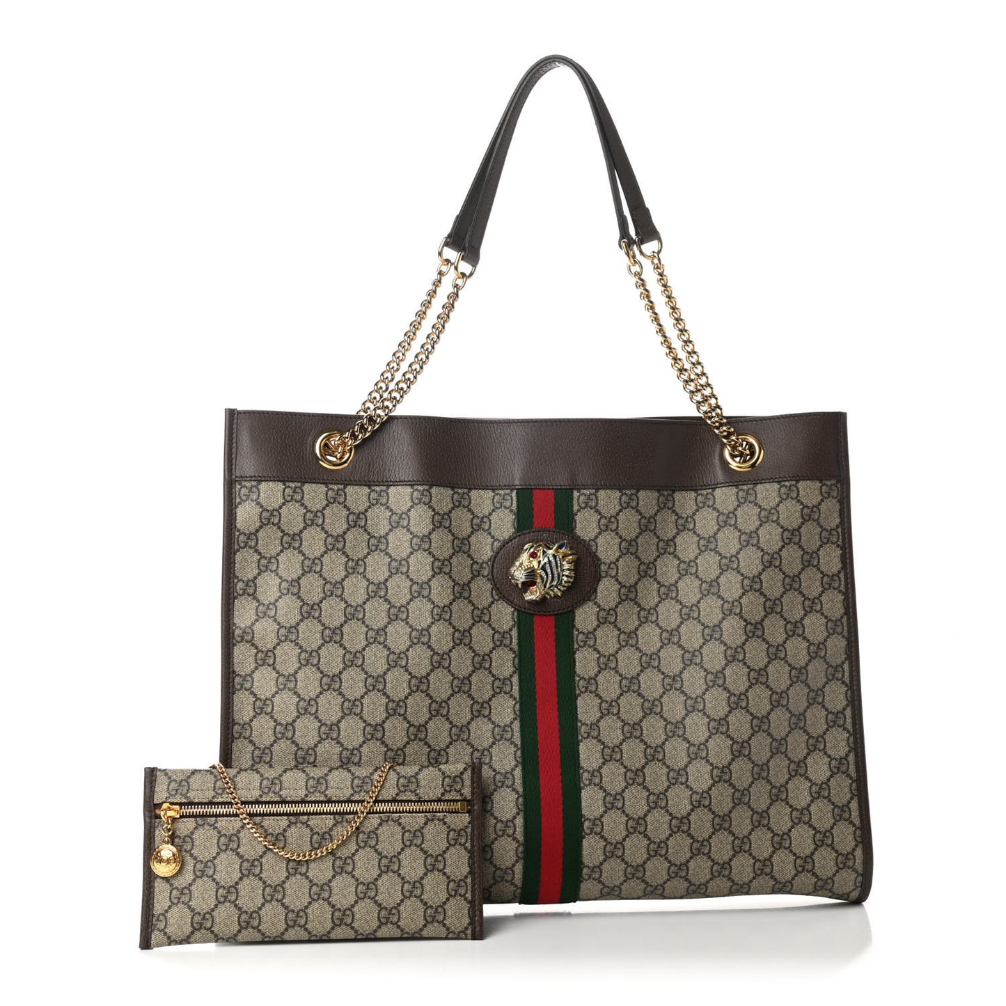 GG Supreme Monogram Large Rajah Chain Tote Beige New Acero