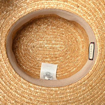 Gucci Straw Grosgrain Wide Brim Hat M Beige Black 6 of 8