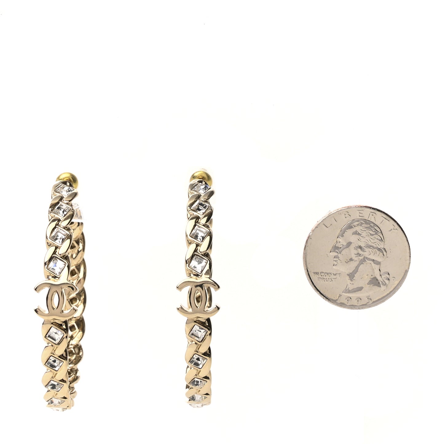 Crystal CC Hoop Earrings Gold