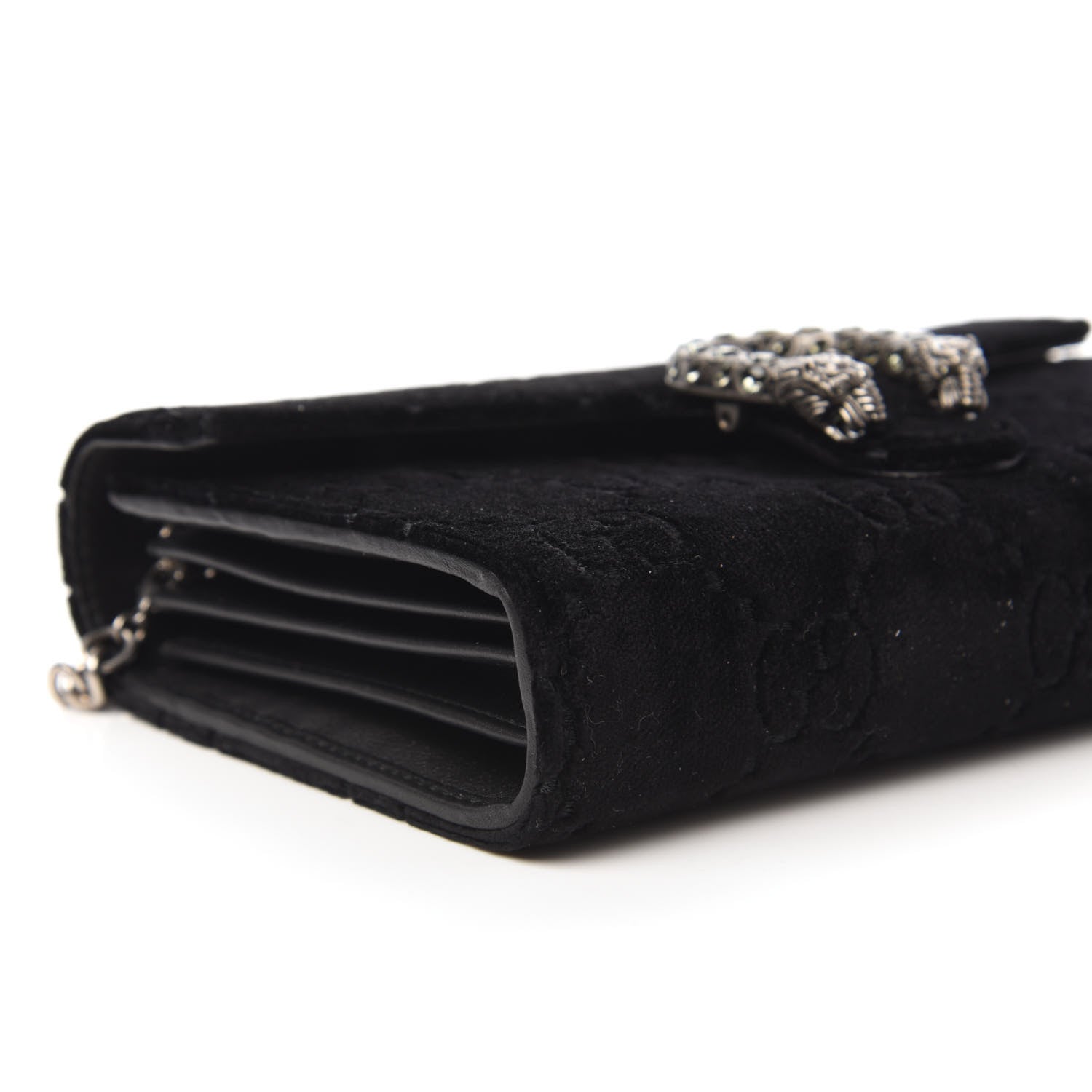 Gucci Velvet GG Monogram Mini Dionysus Chain Wallet Black 6 of 10