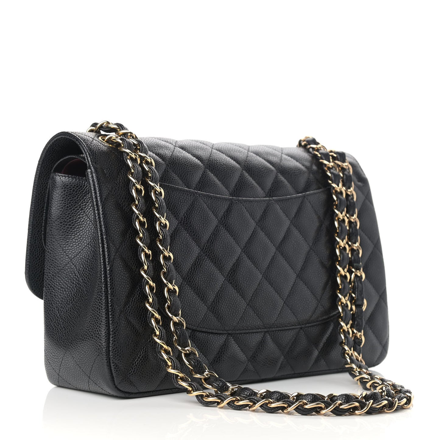 Caviar Quilted Jumbo Double Flap Black