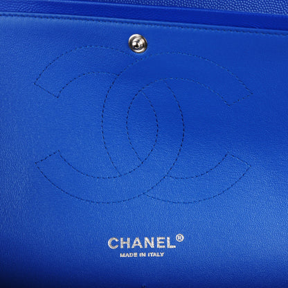 Chanel Caviar Chevron Quilted Jumbo Double Flap Bright Blue 5 of 7