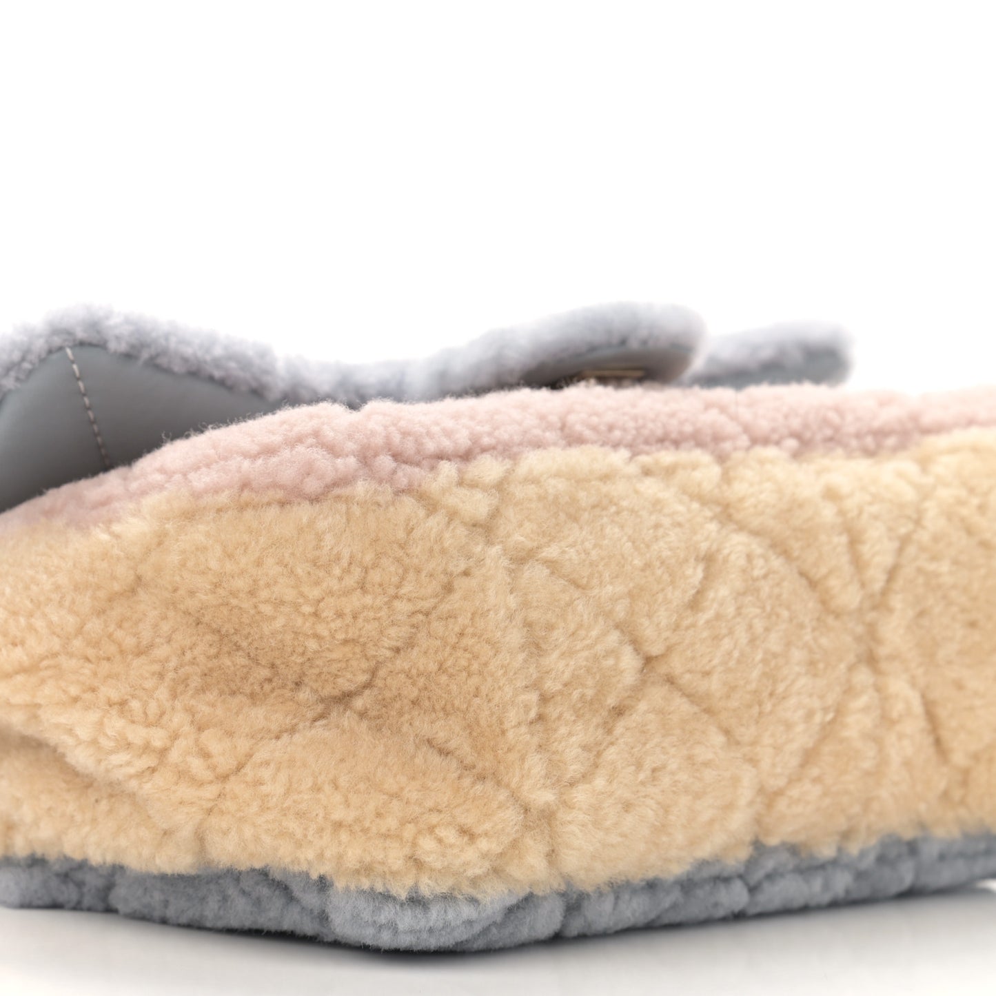 Shearling Sheepskin Single Flap Gray Pink Beige