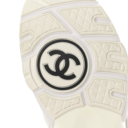 Chanel Suede Calfskin Fabric CC Sneakers 39 White 6 of 11