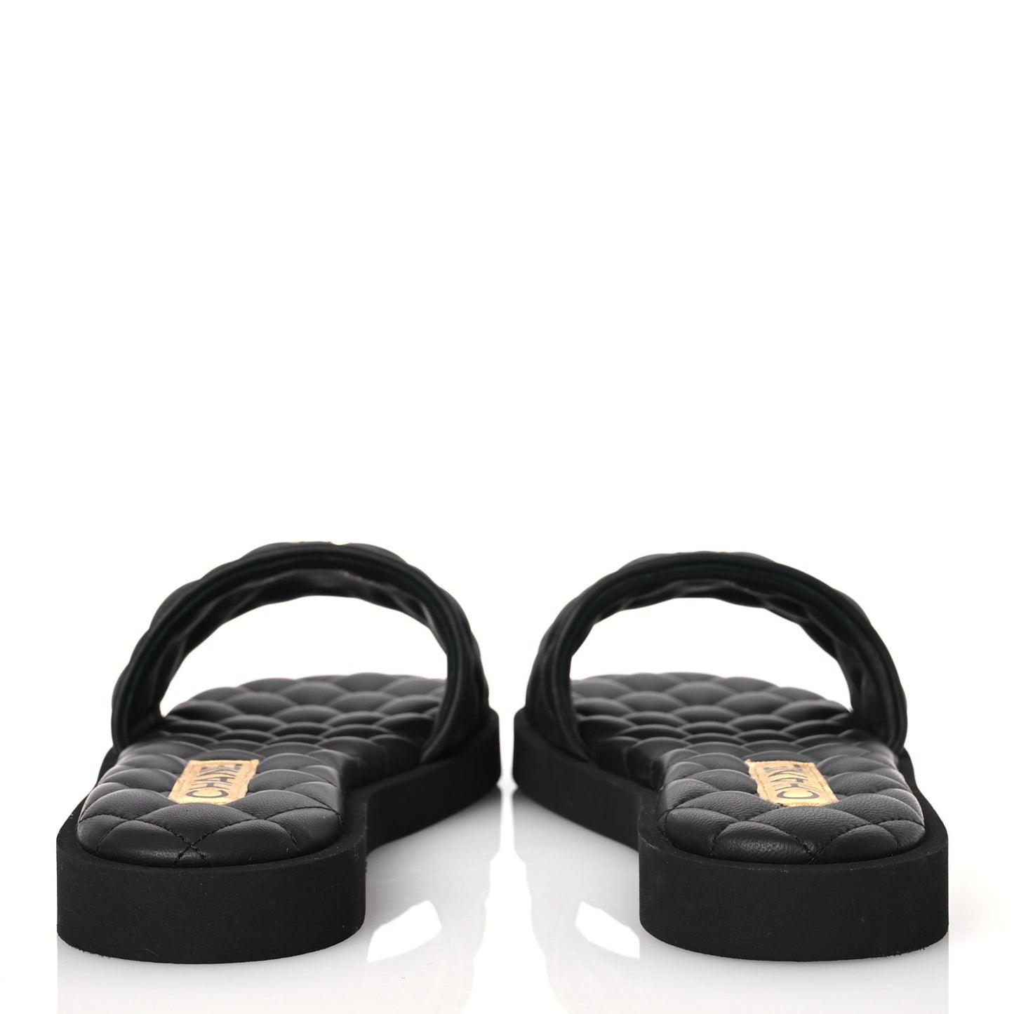 Lambskin Quilted Textured CC Mules Sandals 39.5 Black