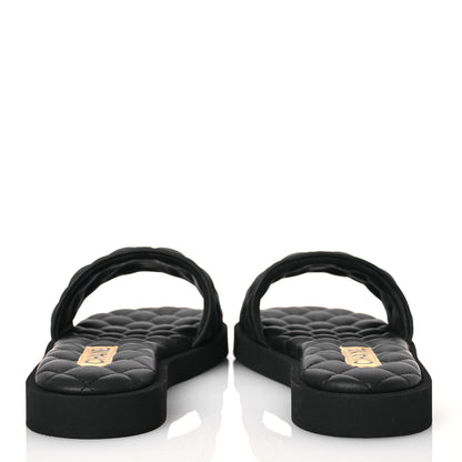 Chanel Lambskin Quilted Textured CC Mules Sandals 39.5 Black 5 of 9