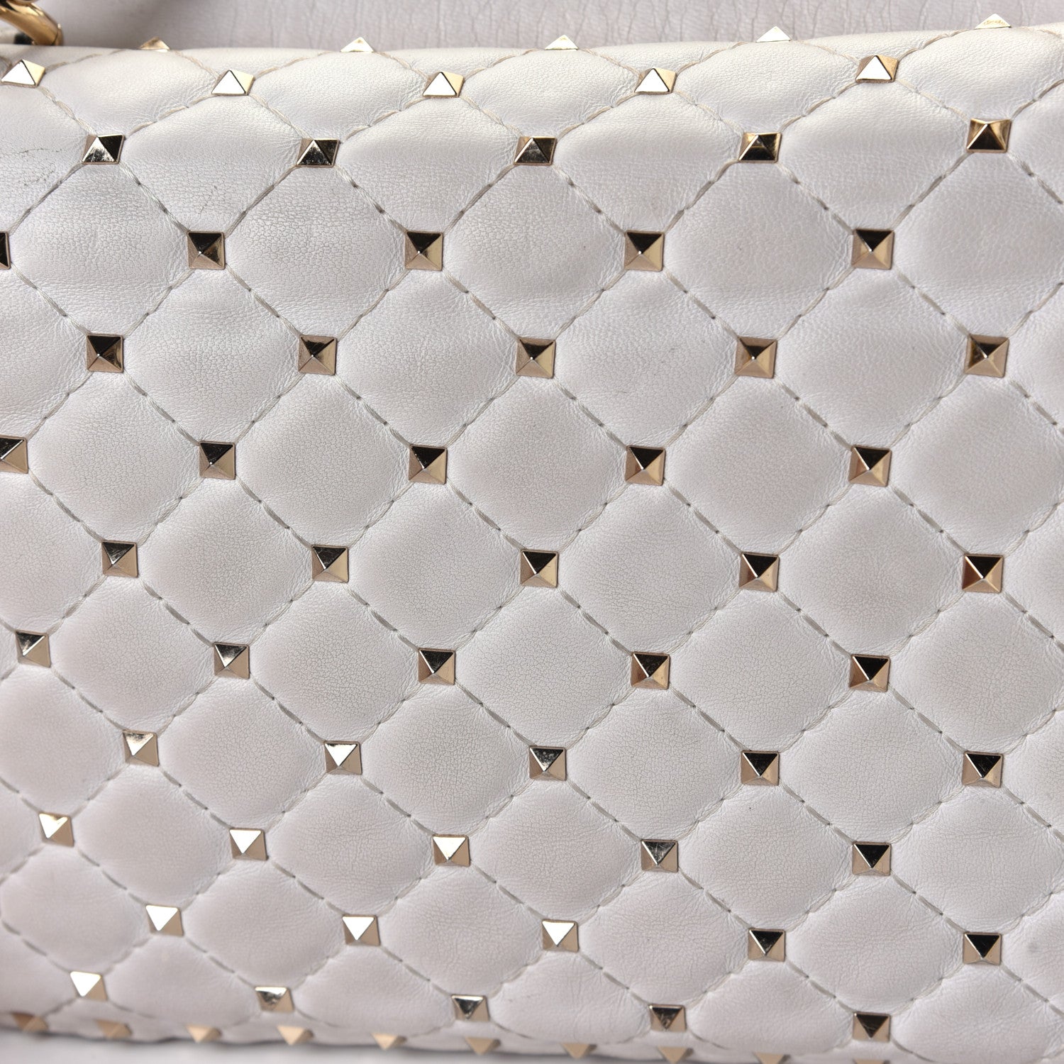 Valentino Garavani Lambskin VLTN Print Medium Rockstud Spike Shoulder Bag Optic White Black 6 of 6