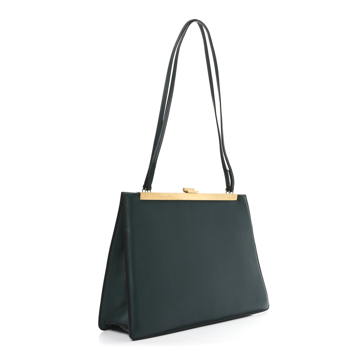 Smooth Calfskin Medium Clasp Shoulder Bag Forest