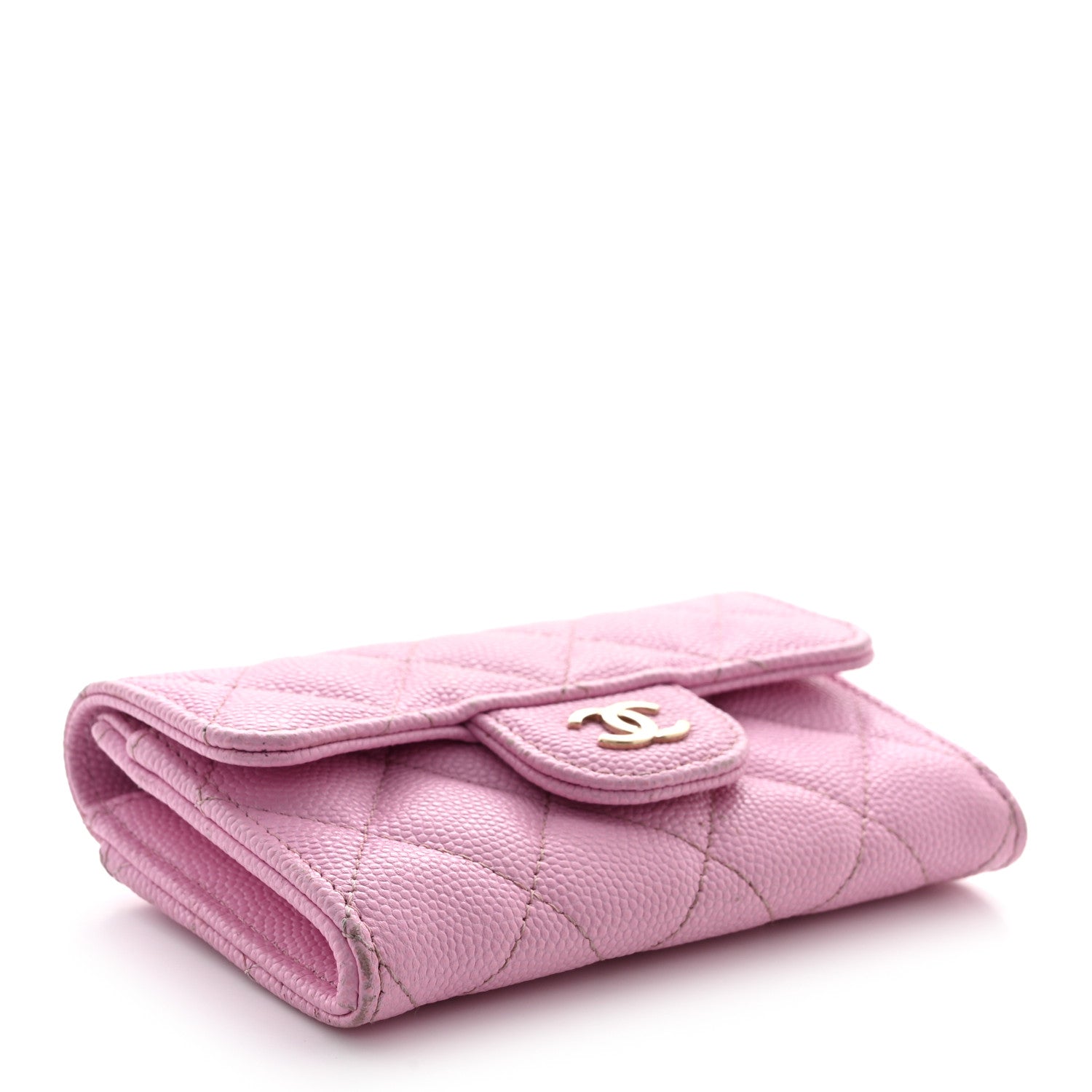 Chanel Caviar Quilted Flap Card Holder Wallet Light Pink 4 of 13