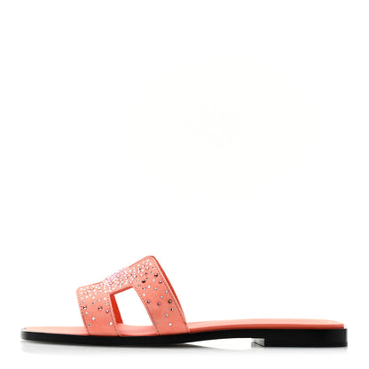 Hermes Suede Goatskin Rhinestone Oran Sandals 36 Orange Joey 1 of 10