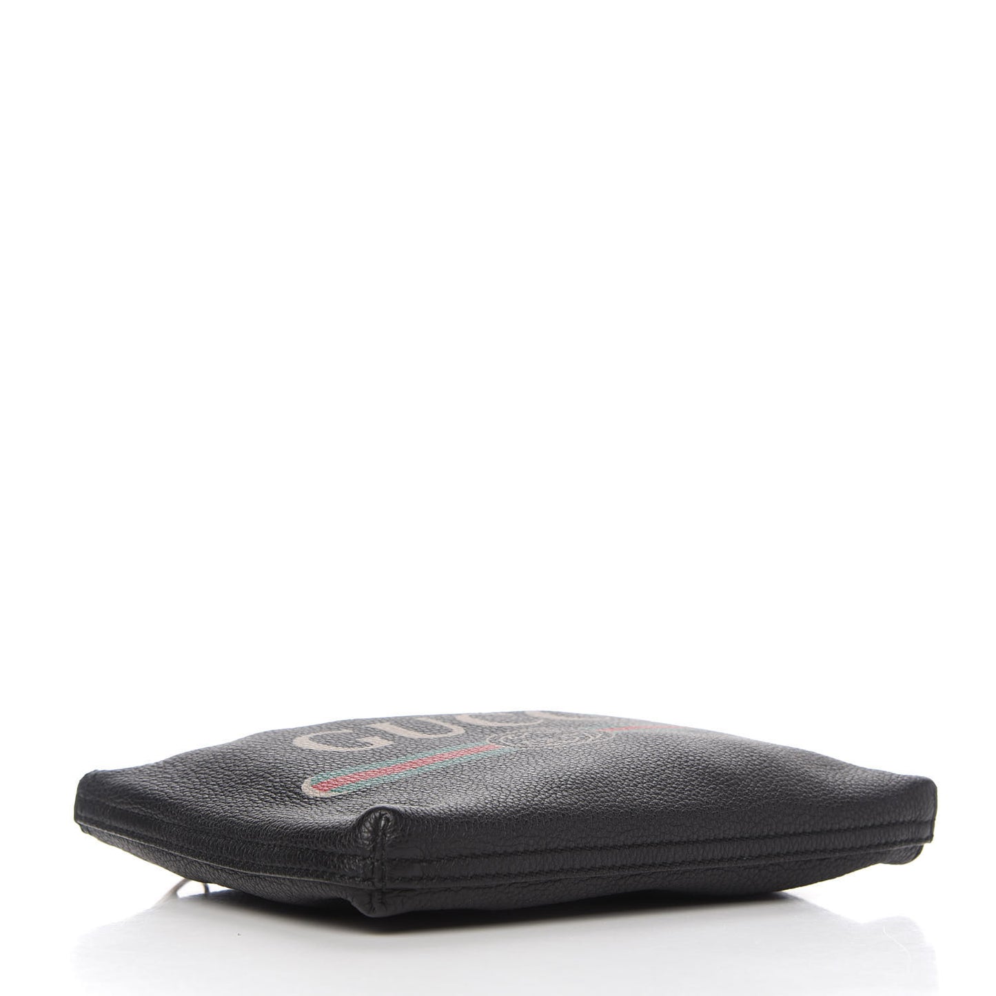Pebbled Calfskin Medium Logo Portfolio Clutch Black