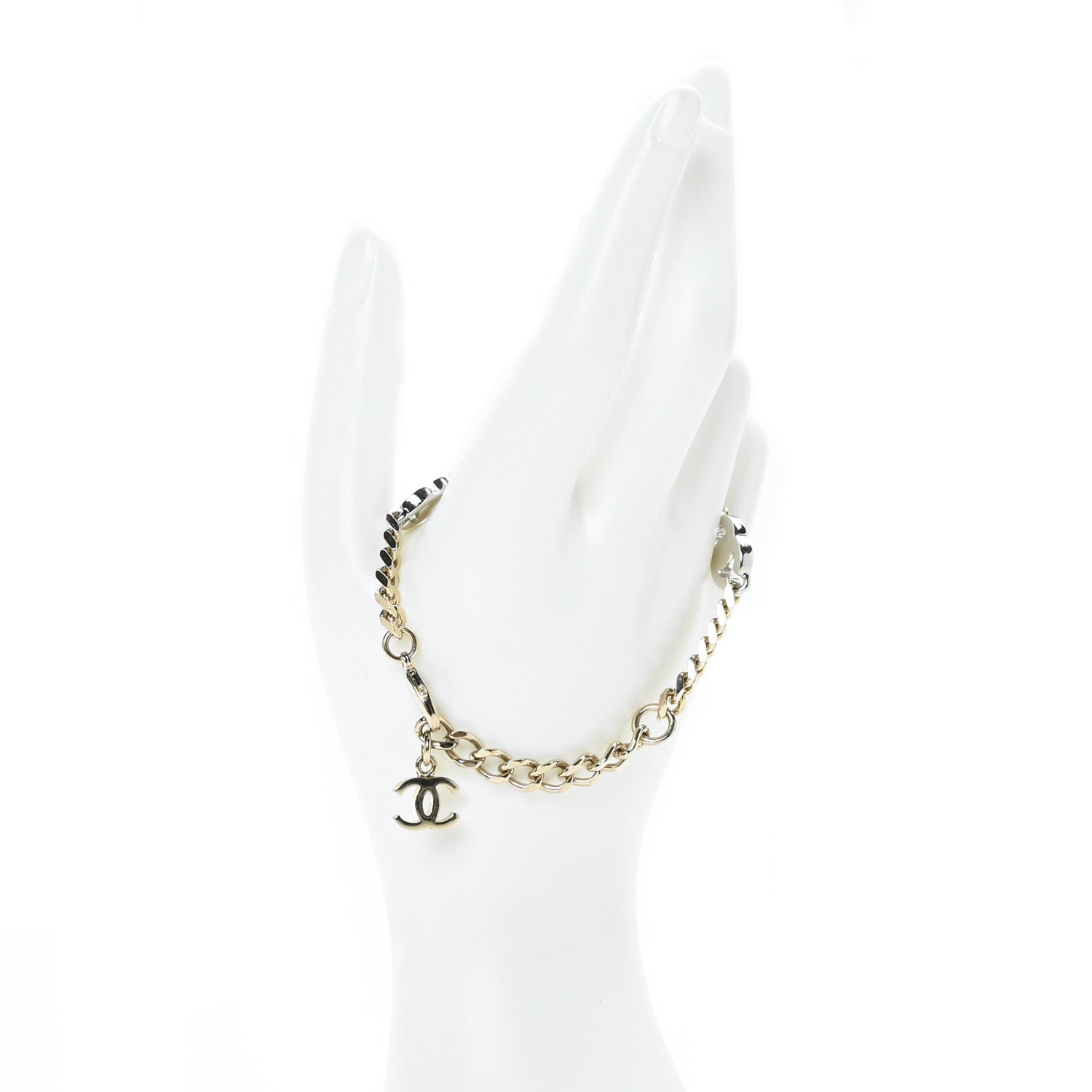 Chanel Crystal CC Chain Bracelet Gold Silver 2 of 5