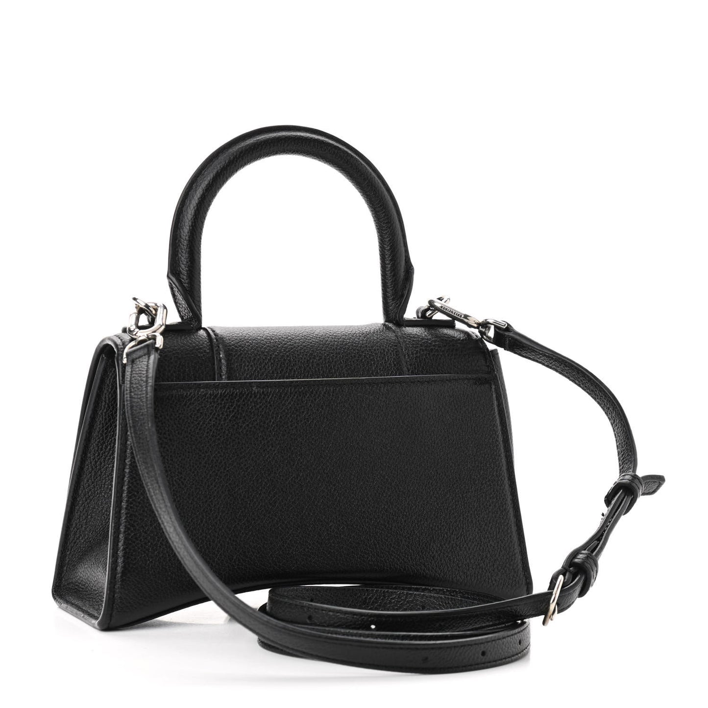 Grained Calfskin Hourglass Top Handle Bag XS Black