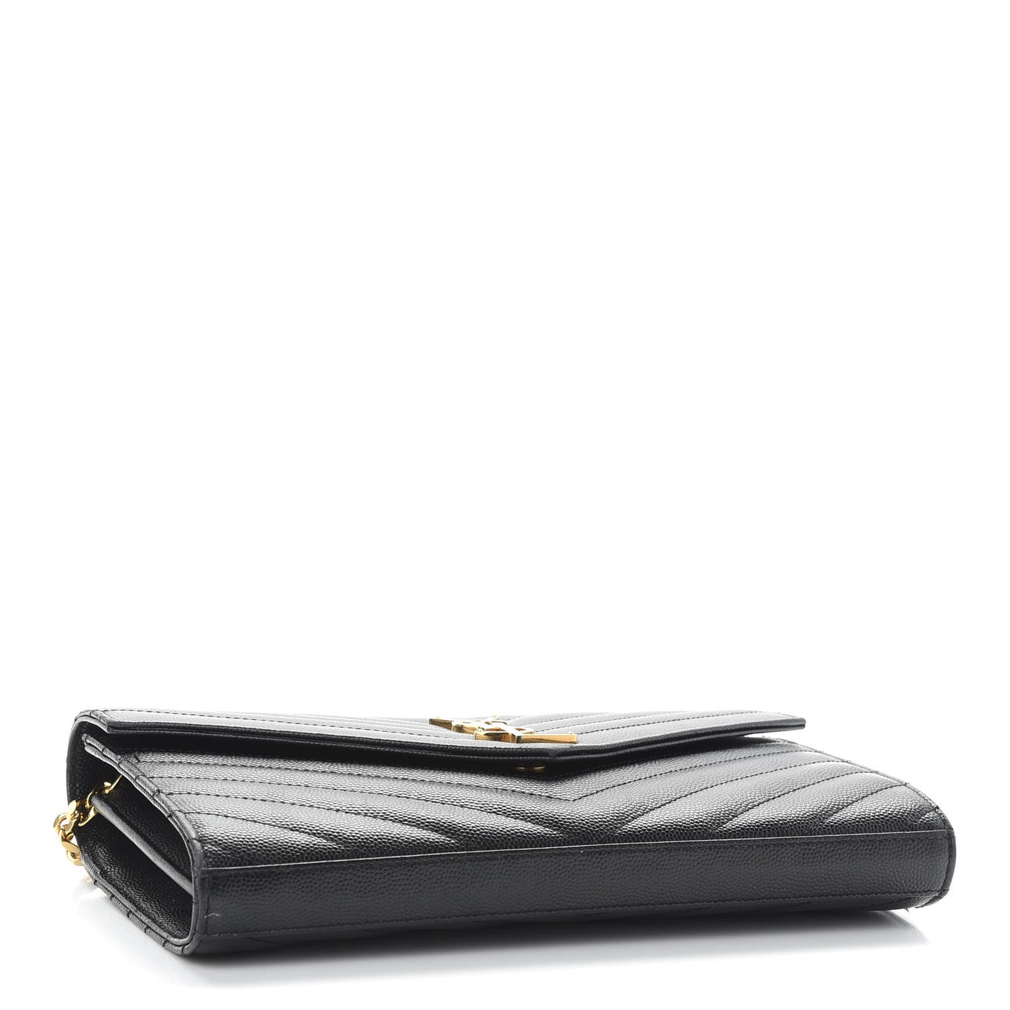 Grain De Poudre Matelasse Chevron Monogram Chain Wallet Black