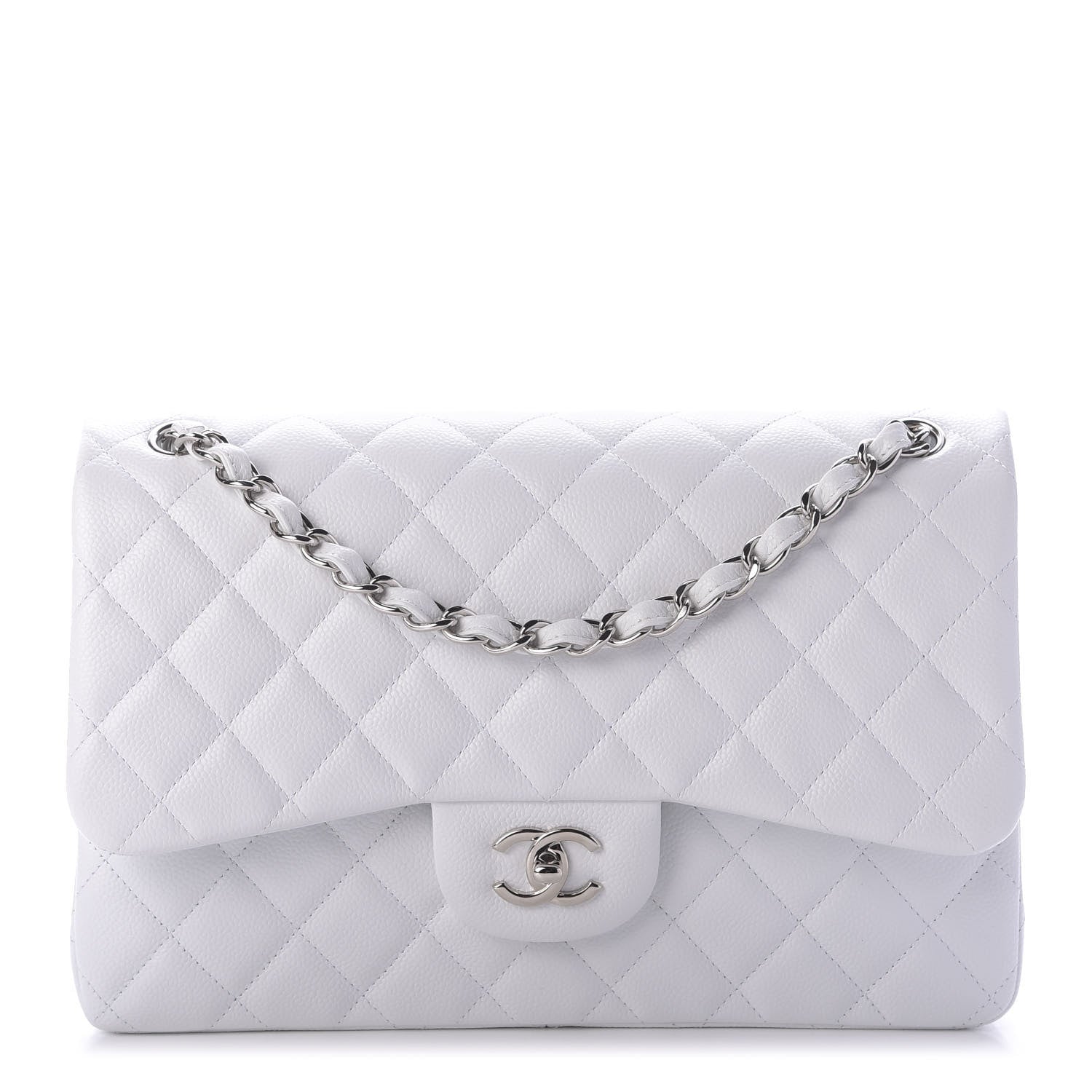 Chanel Caviar Quilted Jumbo Double Flap White 1 of 9