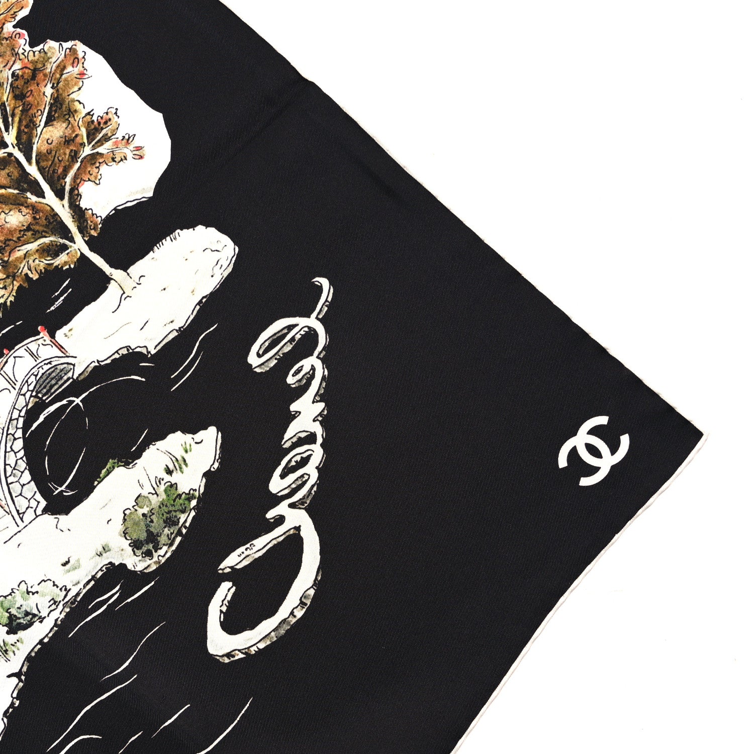 Chanel Silk CC Square Scarf Black Multicolor 4 of 5