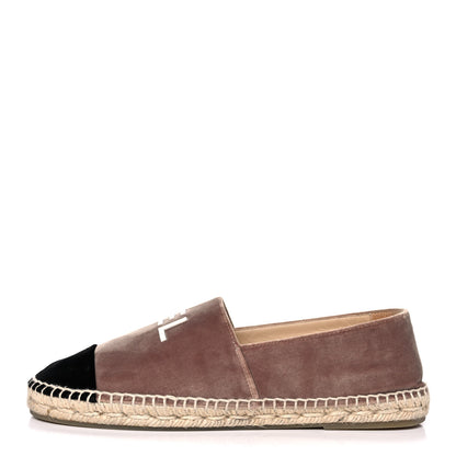 Chanel Velvet Logo Espadrilles 40 Beige Black 1 of 13
