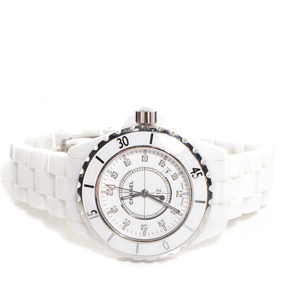 Chanel Stainless Steel Ceramic Diamond 33mm J12 Quartz Watch White 6 of 6
